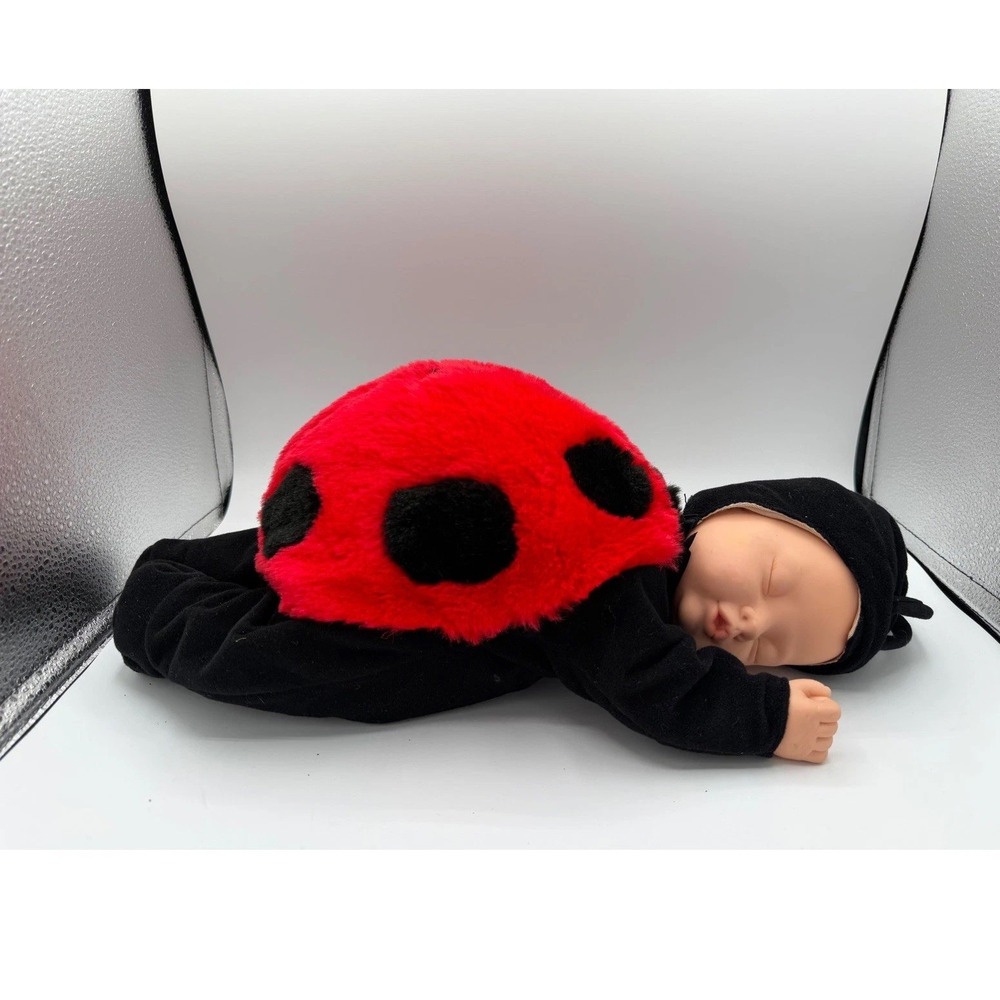 Anne Geddes Ladybug Baby Doll 1998 Unimax Red Black Plush Collectible 14 Inch